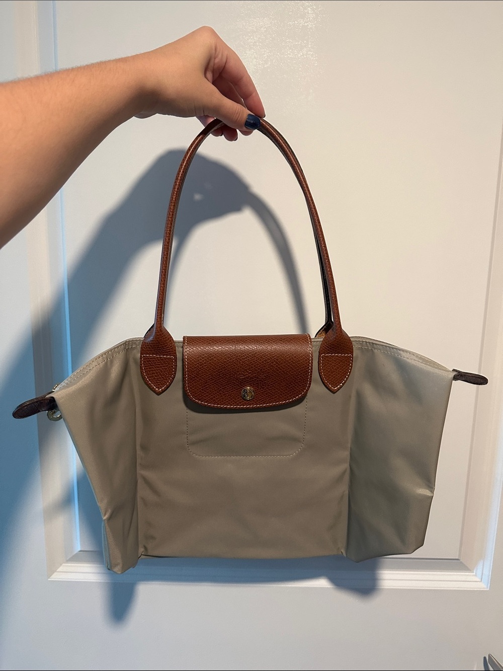 Longchamp Beige and Brown Le Pliage Shoulder Bag